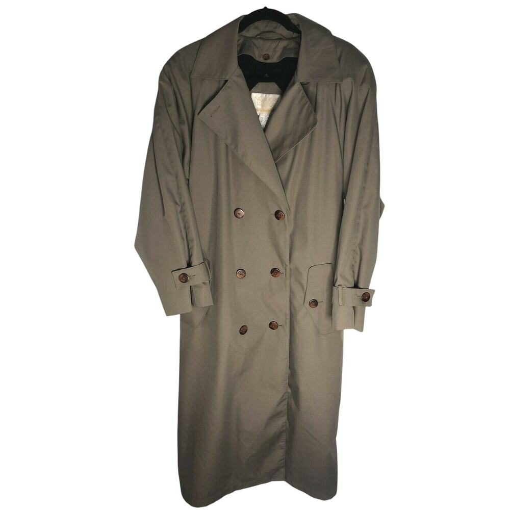 NEW YORK HARBOR From Andrea Sz 14 Khaki Brown Belted Trench Coat Removable Liner